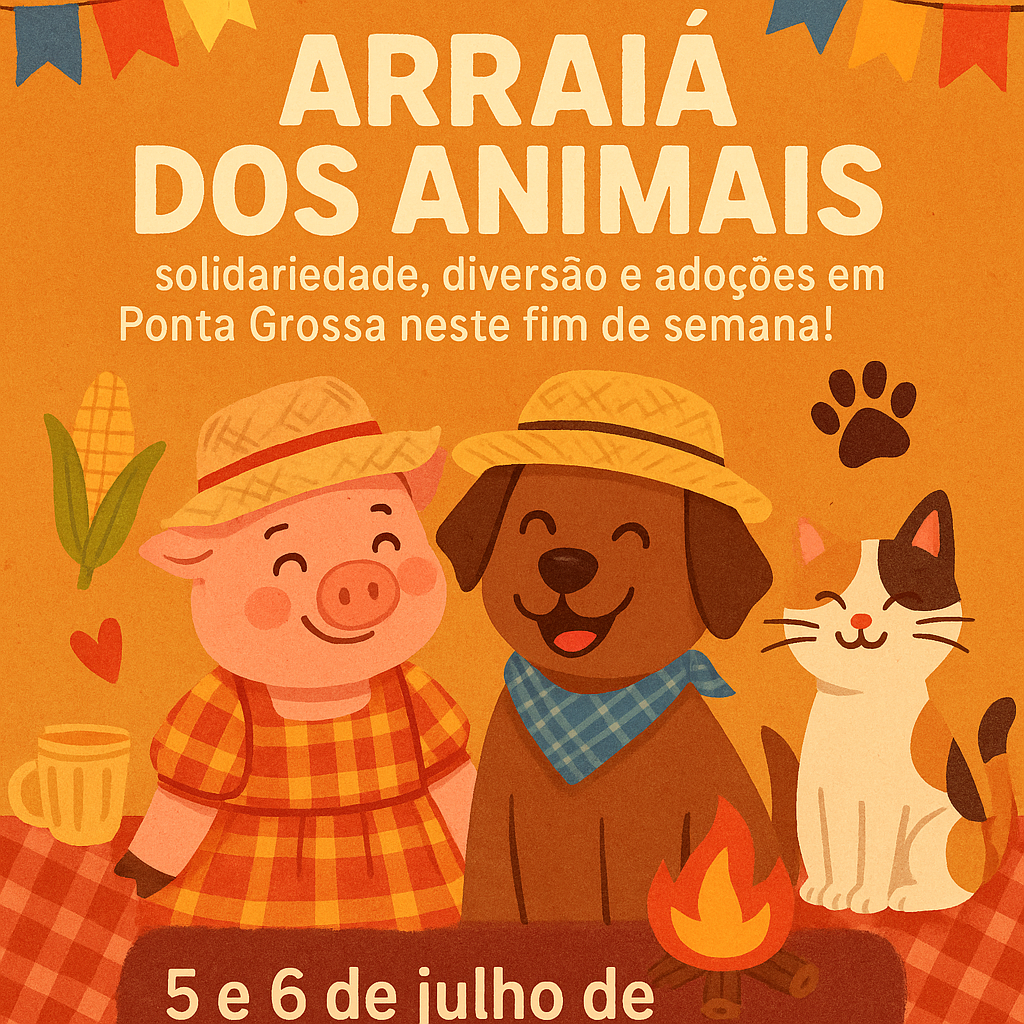 Arraiá dos Animais: solidariedade, diversão e adoções em Ponta Grossa neste fim de semana!